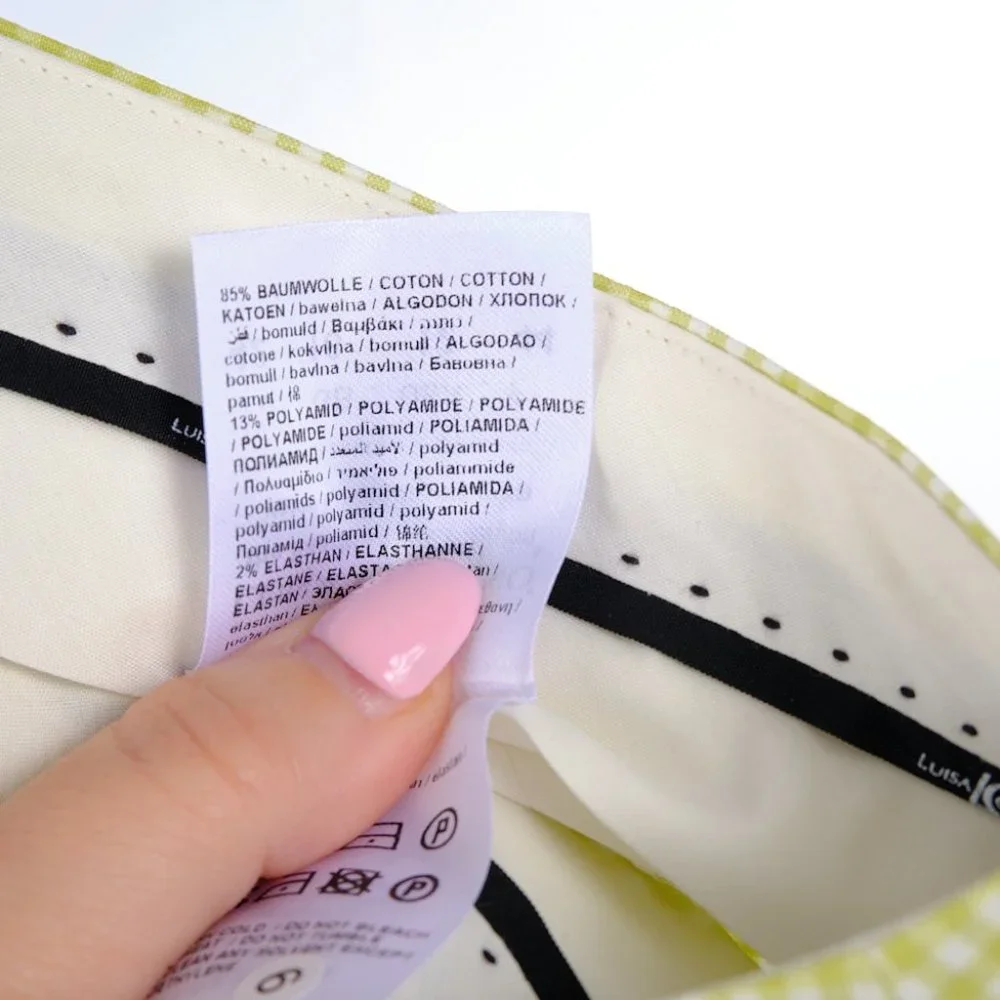 Luisa Cerano Lime Checkered Seersucker Crop Pants Size 12 - Picture 6 of 7